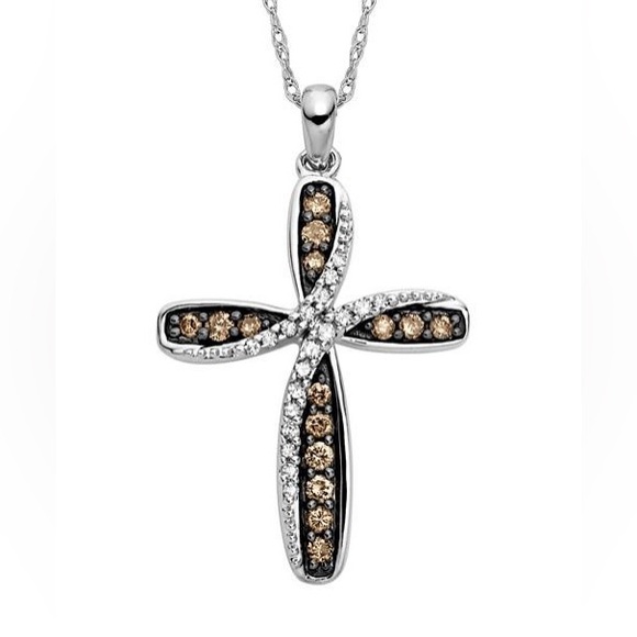 Littman 1/3 ct. tw. White and cocoa diamond® Cross Pendant - Picture 1 of 7